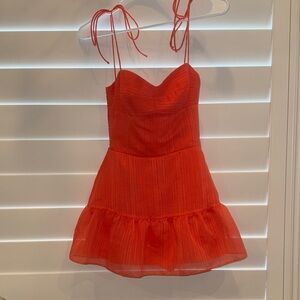 Amanda Uprichard Red Mini Dress with Tie Straps